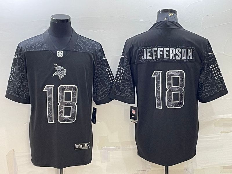 Men Minnesota Vikings #18 Jefferson Black Reflector 2022 Nike Limited NFL Jersey